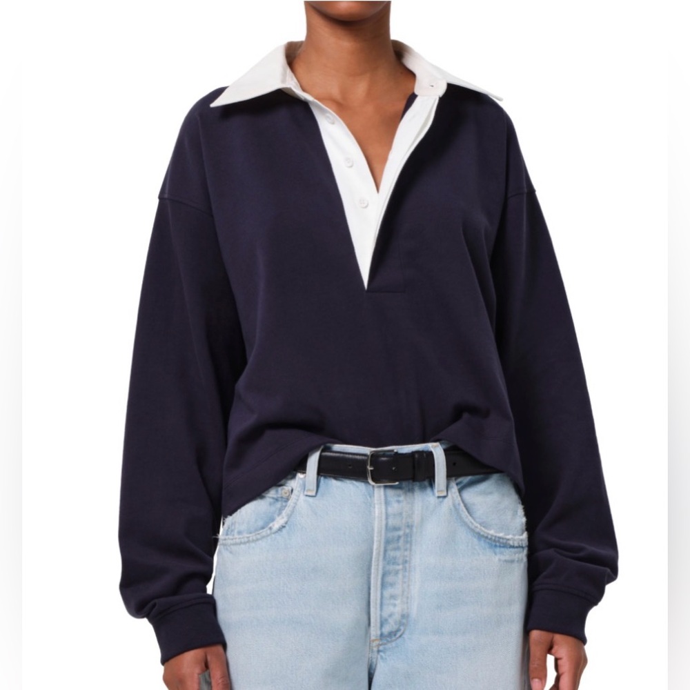 Citizens Of Humanity Navy and Cream Button Down Shirt